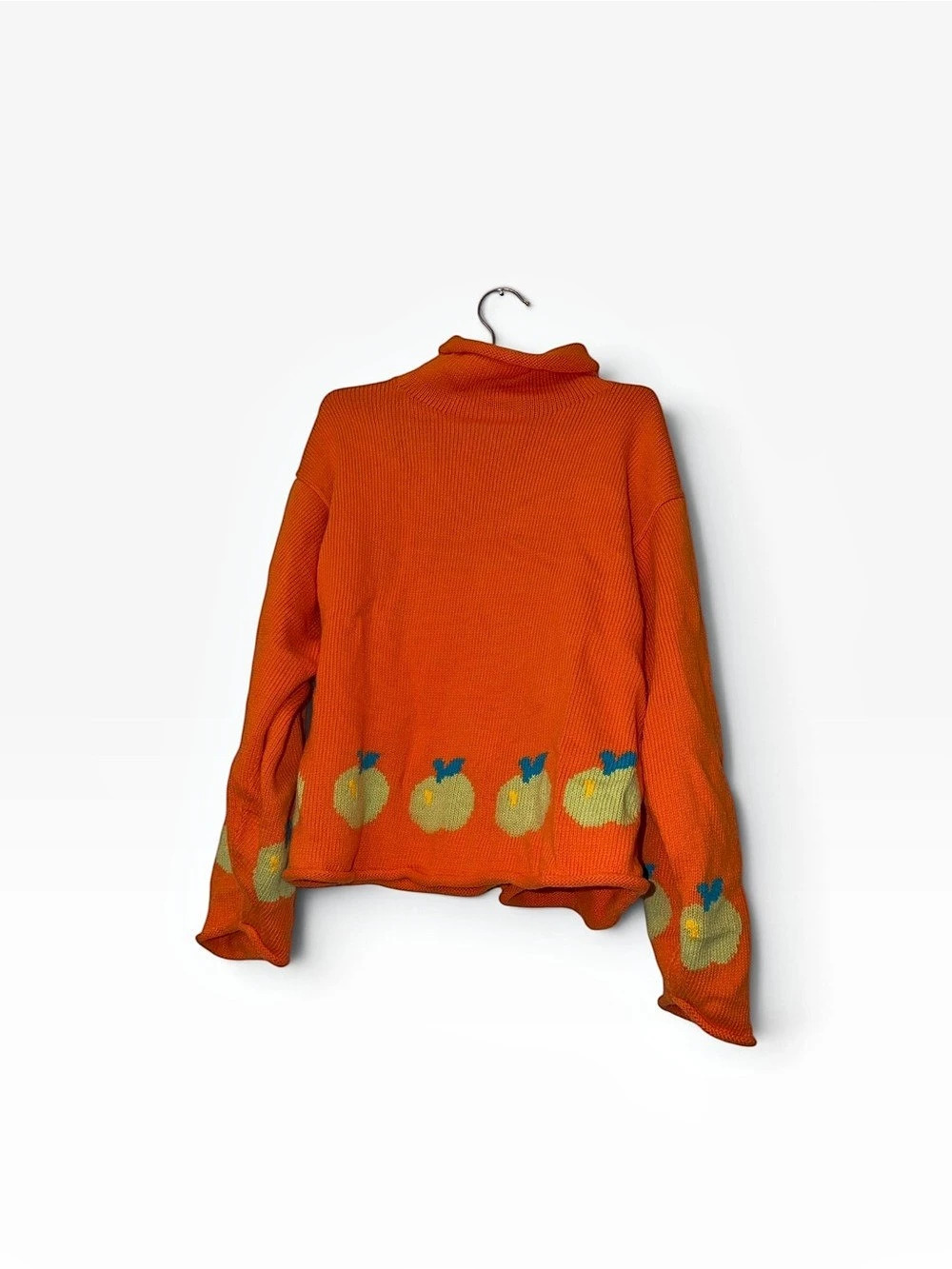 Chez Ami by Patsy Aiken girls orange pumpkin fall rolled neck Sweater sz XL